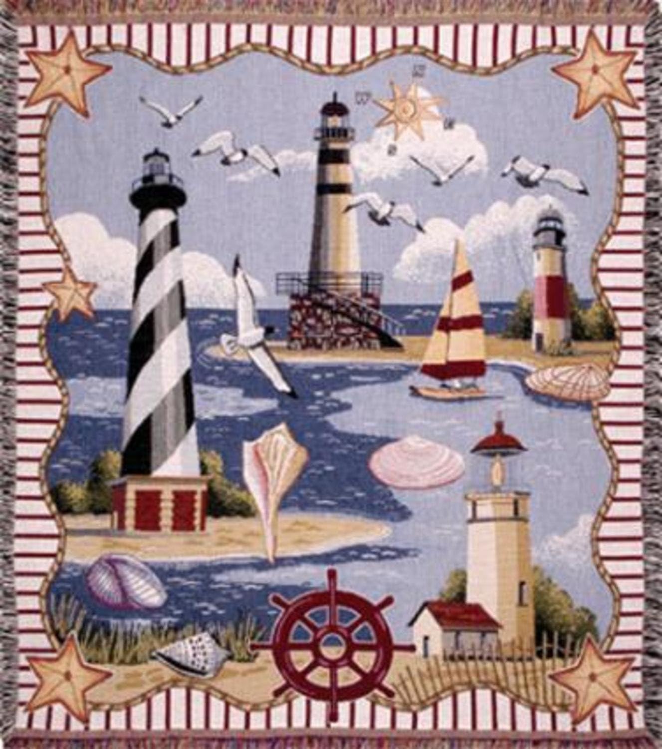 Simply Home Coastal Memories Tapestry Throw Blanket 50x60