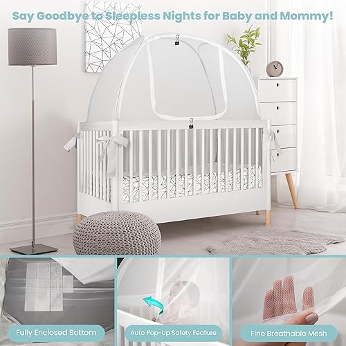 Miniatura 4 de Tienda de campaña para cuna de Pro Baby Safety  Red para mosquitos para bebés hecha de malla transparente fina - Red para cuna para evitar que el