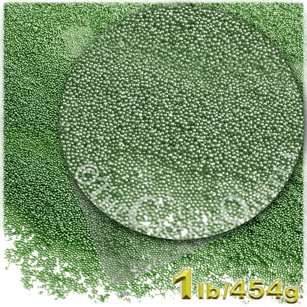 The Crafts Outlet 1-LB/454-g Opaque Finish, Glass, Microbeads 0.6mm, Ideal for Caviar Nails, Opaque Florescent Green