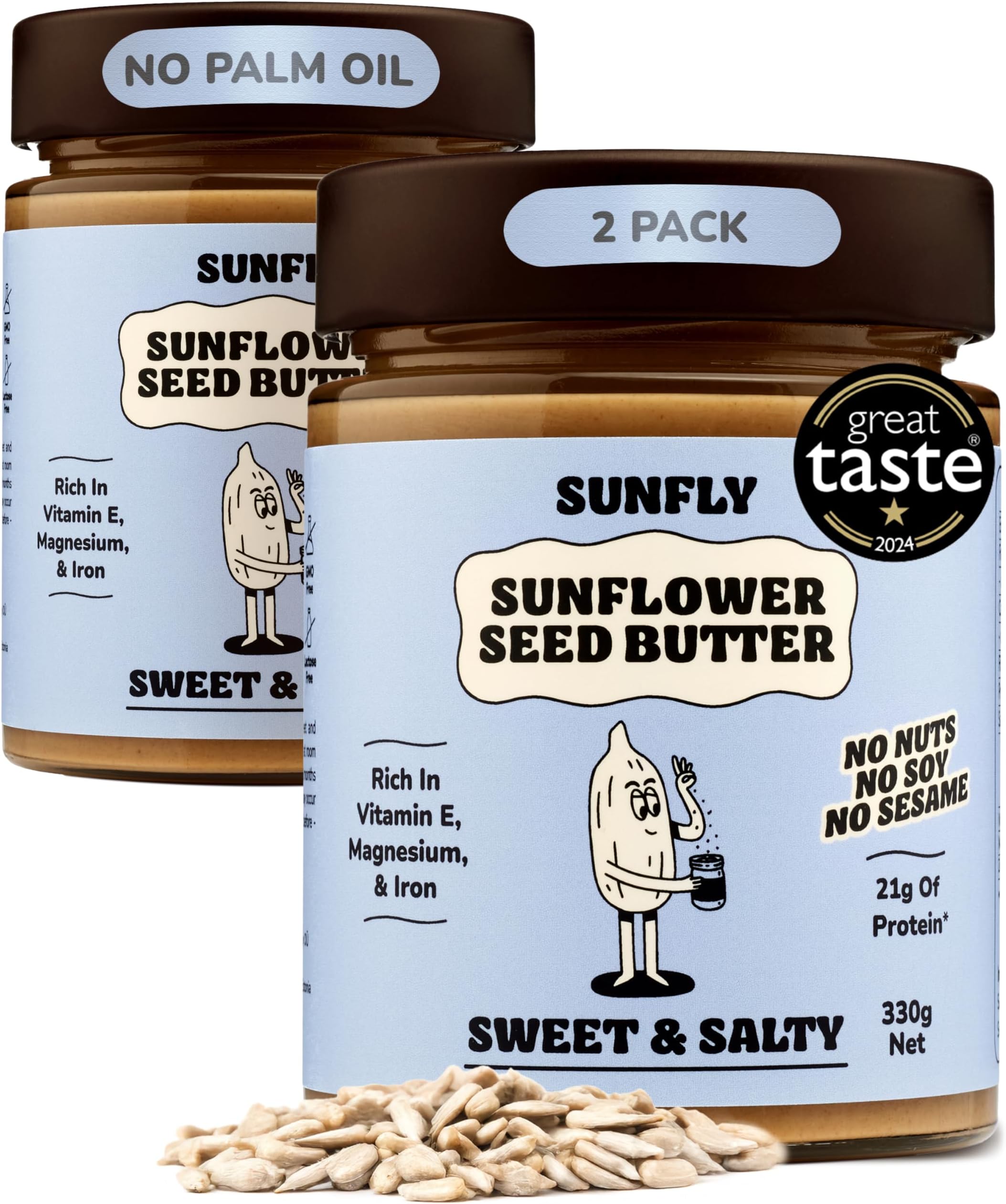– Sweet & Salty Sunflower Seed Butter – Palm Oil Free, Peanut Butter Alternative - Nut-Free, High-Protein, Vegan Spread - Top 14 Allergen & Soy Free - Rich in Vitamins & Minerals - 2 x 330g