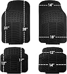 FH Group Automotive Floor Mats Black Universal Fit Heavy Duty Rubber for All Weather Protection fits Most Cars, SUVs, and Trucks, 4 Piece (Full Set Trimmable) F11305BLACK