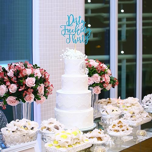 Vista 29 de Dirty Thirty - Decoración para tartas de 30 cumpleaños, decoración para pastel de cumpleaños de 30 años, suministros de decoración de fiesta de Oro