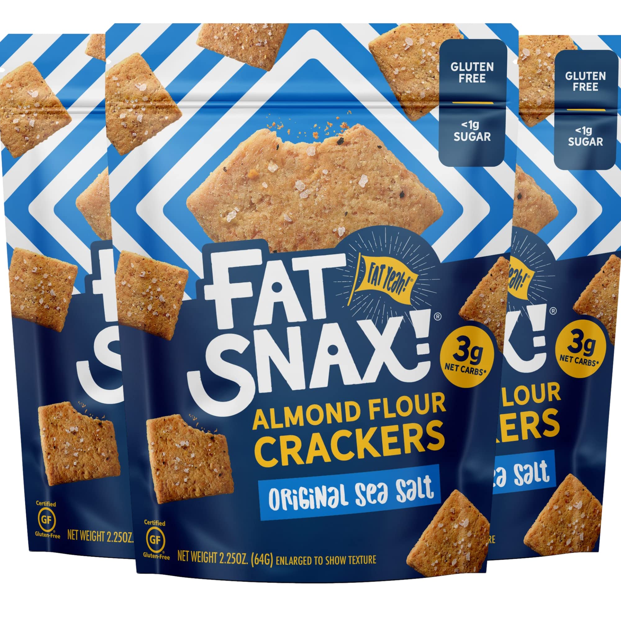 Fat Snax LowCarb Keto Crackers, Original Sea Salt Flavor, 2.25 Ounce