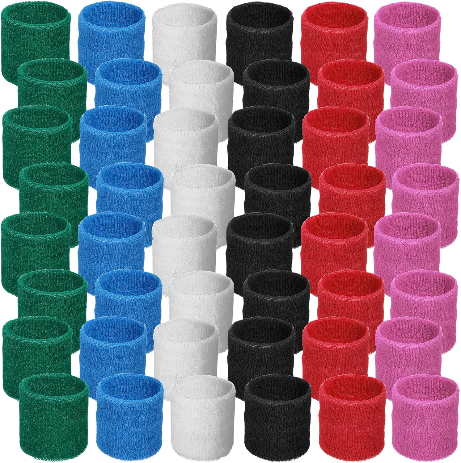 48 Pcs Colorful Sports Wristbands, Neon Wristband for Sport Wristband Cotton Colorful Sports Wrist Sweat Bands Tennis Wristbands for School Students Sport Basketball Party Favors - Image 9