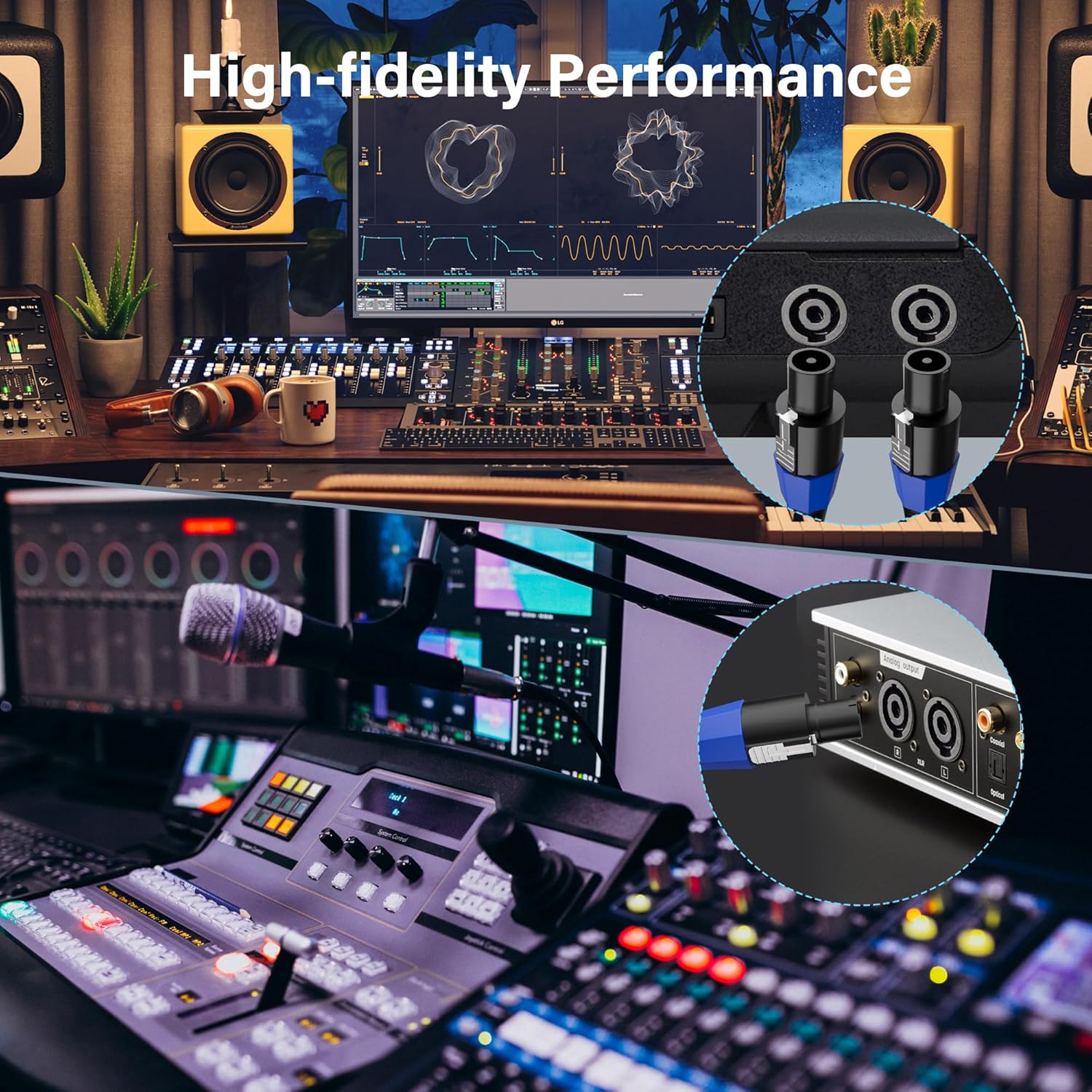 Elecan Professional Male Speakon to Speakon Cable 4 Ft/2 Pack, 12AWG Heavy-Duty High Power Audio Cord DJ/PA Amplifier Speaker Cable Wire with Twist Lock, 9.5mm OD, Black +Ties - Image 5