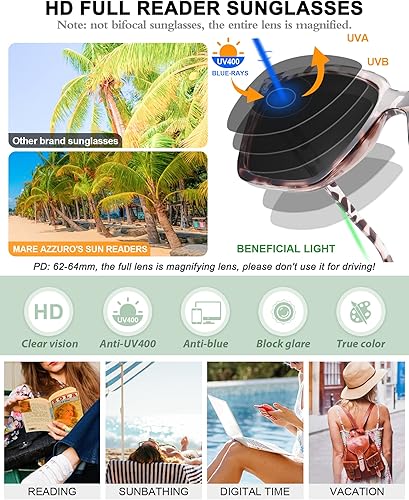 Miniatura 3 de MARE AZZURO Gafas de sol de gran tamaño para mujer, gafas de lectura de sol de moda 1.0 1.25 1.5 1.75 2.0 2.25 2.5 2.75 3.0 3.5 4.0