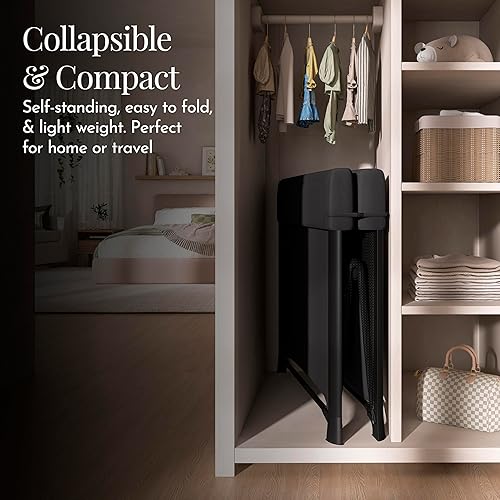 Miniatura 7 de Evolur Zane Corral portátil – Colchón plegable, extraíble, fácil de usar moisés de bebé para viajes y hogar, negro Negro -,Gris