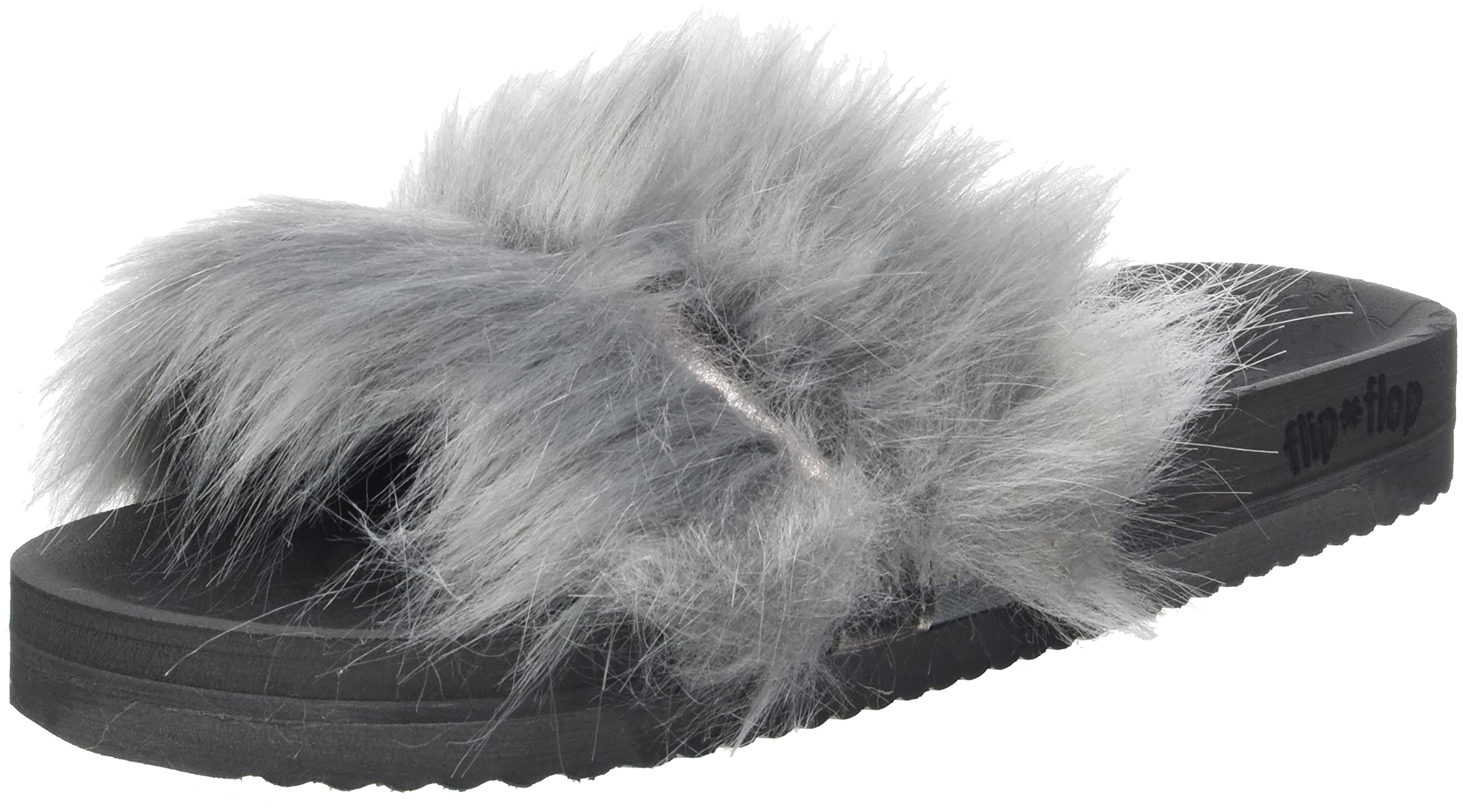 flip*flop Women's Pool Hairy Strap Mule, Darkgray, 9 UK