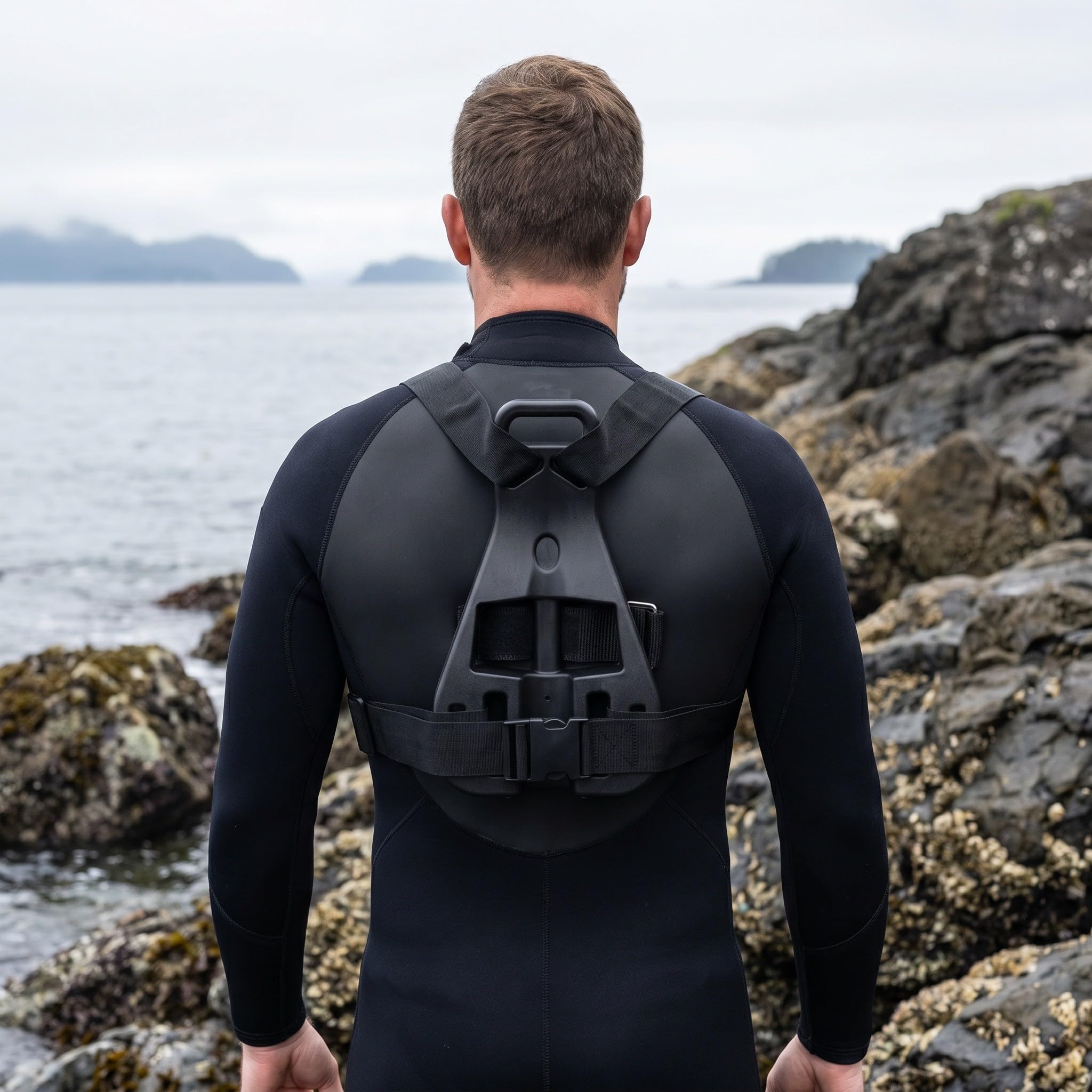 Harnais Dorsal pour Bouteille de Plongée Unique 7-12l en Acier Inoxydable | Noir, Plaque Pp, Stabilité Renforcée, Usage en Plongée Sous-marine, pour Plongeurs Débutants et Pros
