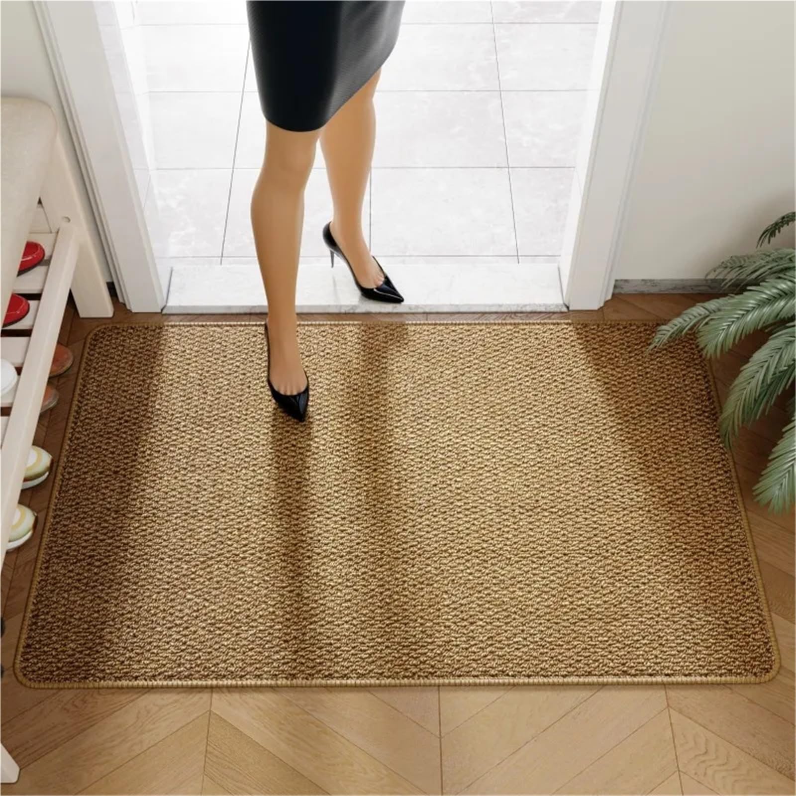 Tappetino intrecciato Tappeti da esterno in finta iuta, zerbino for ingresso, stile senza sforzo, tappeto for(Brown,80x120cm)
