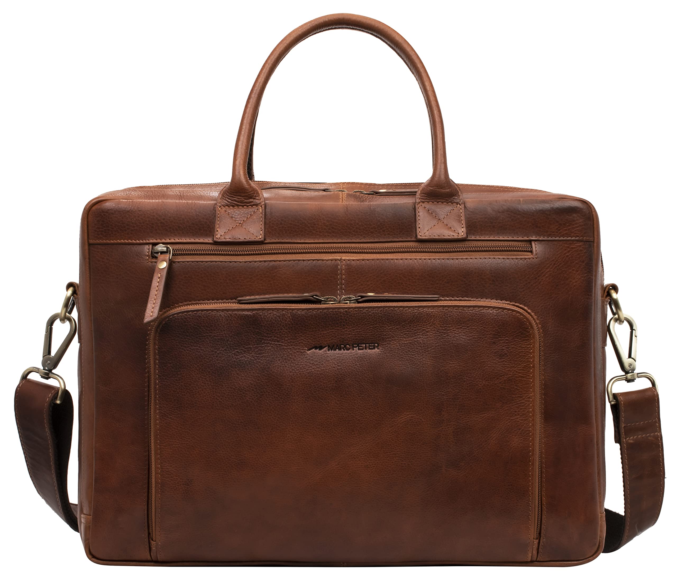 Marc Peter® Hamilton Businesstasche Herren Leder 15,6 Zoll | Leder Laptoptasche | Groß Aktentasche Umhängetasche aus Vintage Rindsleder