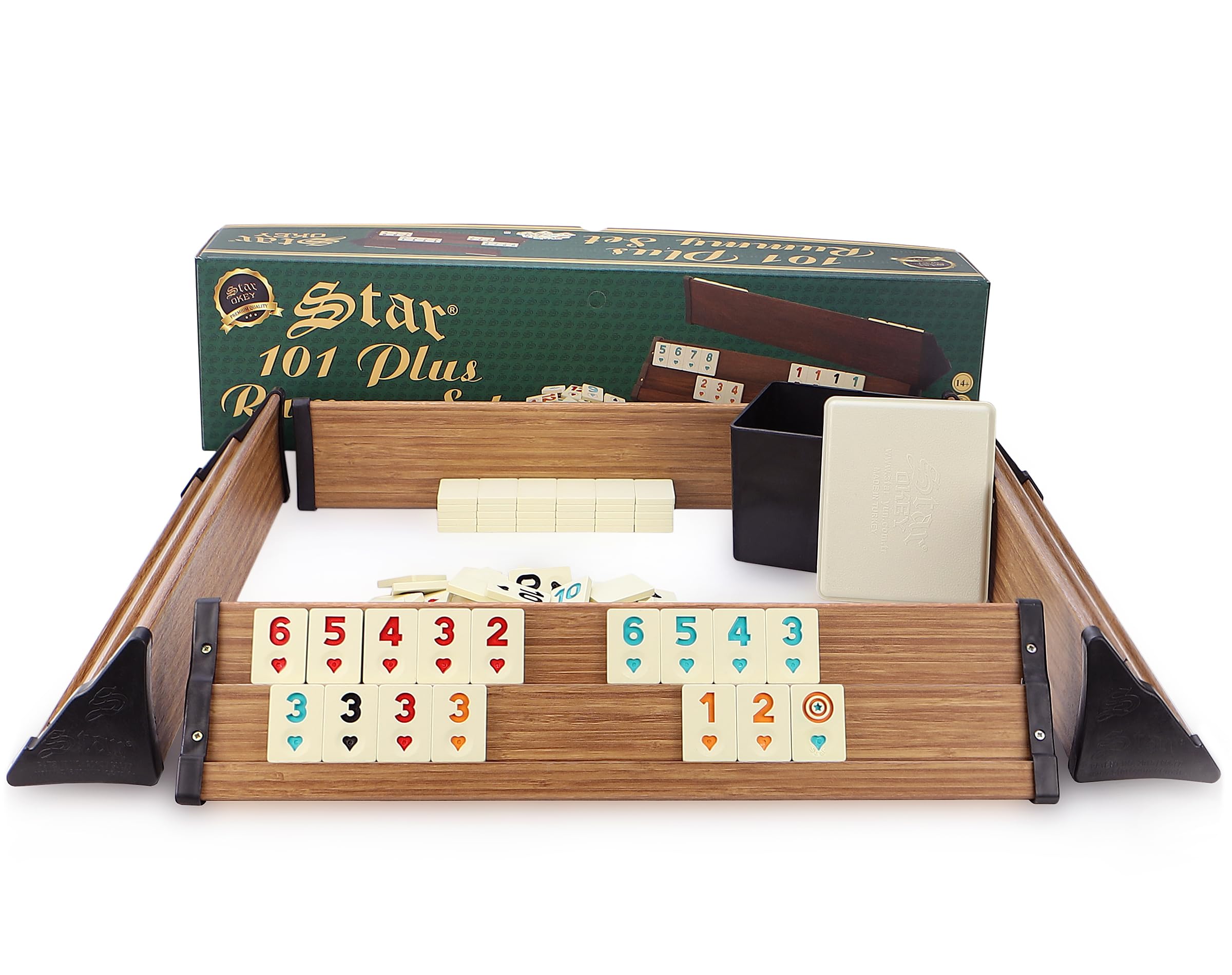 Star 101 Houten Rummy Set OKEY met Melamine Stenen Plastic OKEY TAKIMI - België Star 101 Houten Rummy Set OKEY met Melamine Stenen Plastic OKEY TAKIMI - België