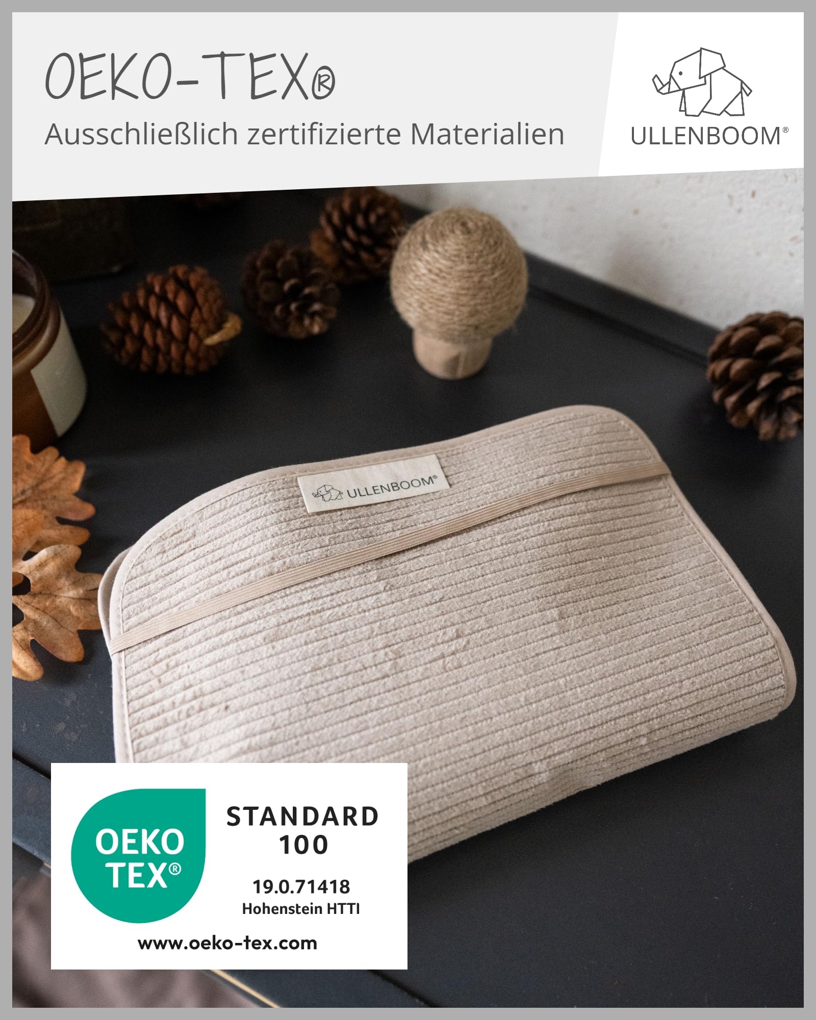 ULLENBOOM Windeltasche für unterwegs, Cord Sand, Made in EU - Wickeltasche für bis zu 3 Windeln, Feuchttücher & weiteres Zubehör, Ideal als Wickelorganiser für den Kinderwagen