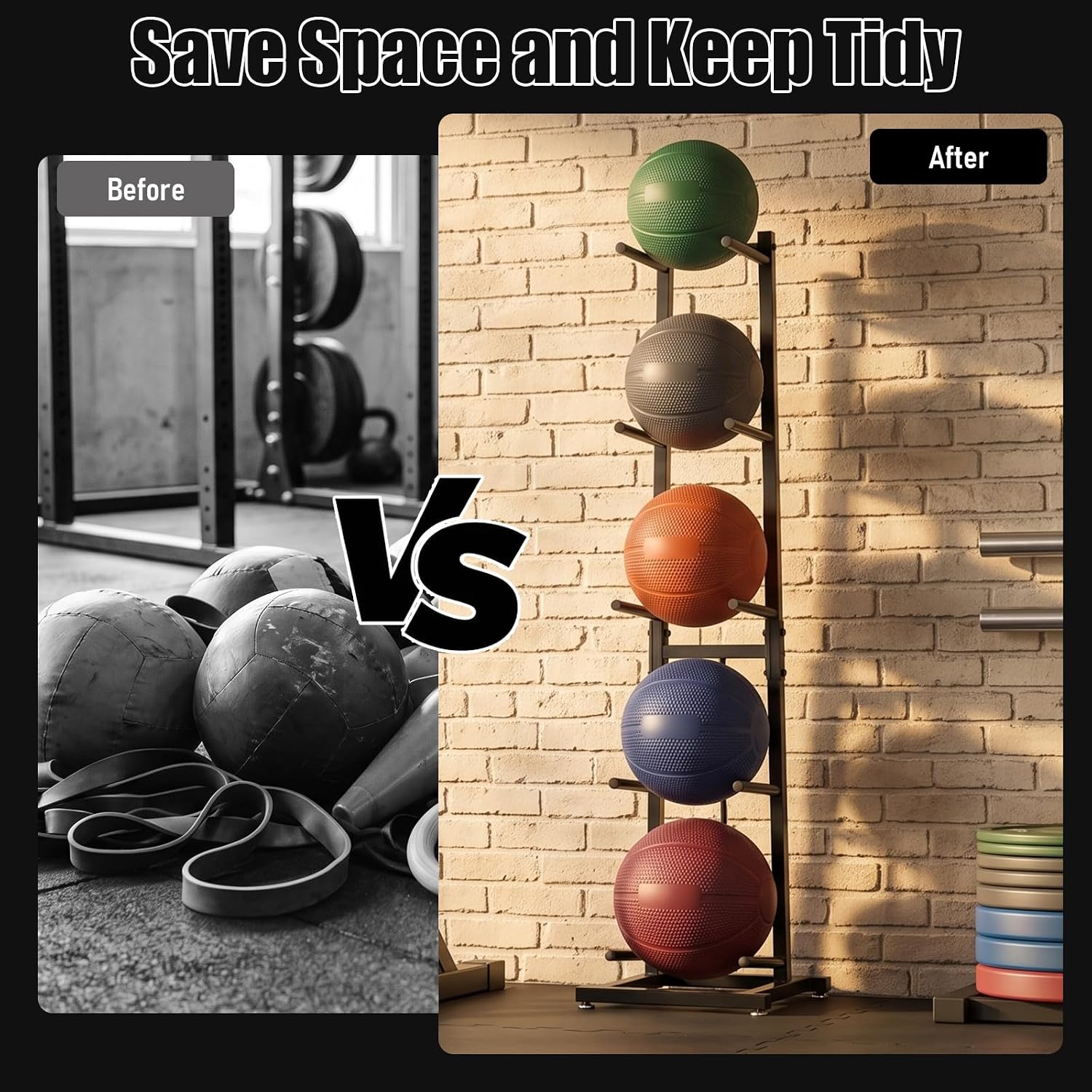 Heavy Duty Medicine Ball Rack, 5 Layer Vertical Medicine Ball Tree Stand | Medicine Ball Storage Rack Holds 5 Balls, Medicine Ball Holder for Home, Gym and Yoga Studio, Holds Balls up to 11"