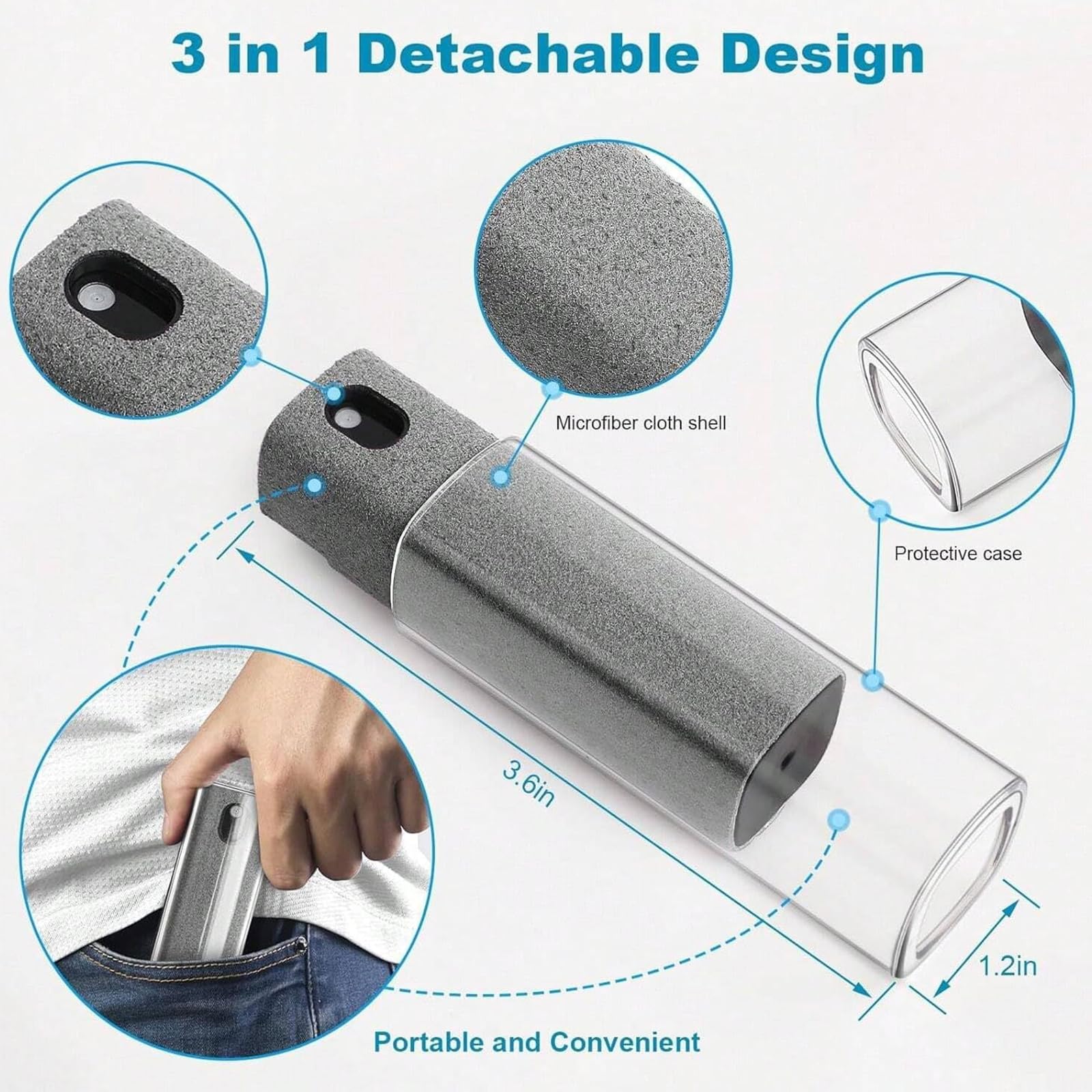 Pulitori per schermo mobile,2 in 1 Kit per Pulizia Portatile,per Tutti i Telefoni, Tablet, Laptop,Schermo per Auto, Superficie in Vetro.15ml
