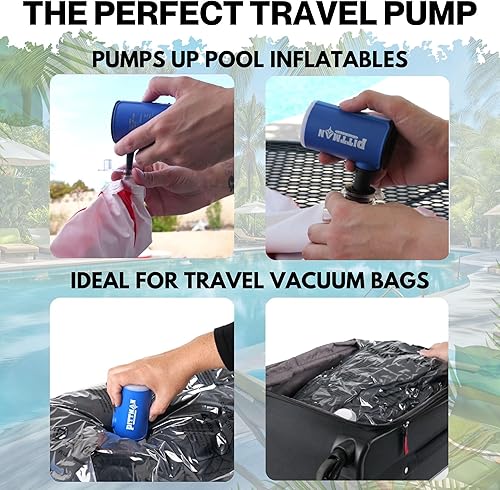 Miniatura 5 de Pittman - Mini bomba de aire y linterna, la bomba de aire pequeña perfecta para inflables, bomba de vacío de camping y viajes, pequeña bomba de aire