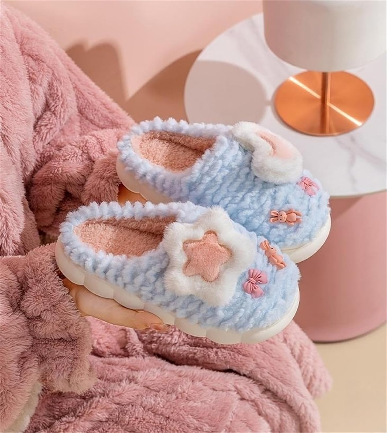 Cute Women's Star Plush Slippers - Warm Indoor & Outdoor Slippers - Image 3