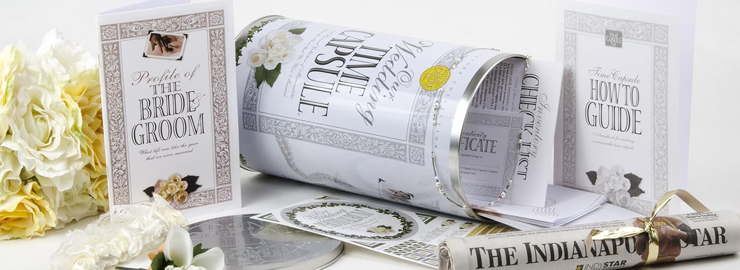 Wedding Time Capsule Personalized Keepsake Set - Bridal Shower Decorations - Wedding Gifts for Couple or Bride - Memory Storage Container Tin