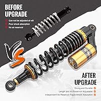 Vista 4 de amortiguadores de aire GZYF 400 mm ajuste universal para motocicleta Honda Suzuki Yamaha Kawasaki ATV Go Kart Quad motocicletas deportivas negro