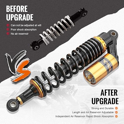 Miniatura 4 de amortiguadores de aire GZYF 400 mm ajuste universal para motocicleta Honda Suzuki Yamaha Kawasaki ATV Go Kart Quad motocicletas deportivas negro