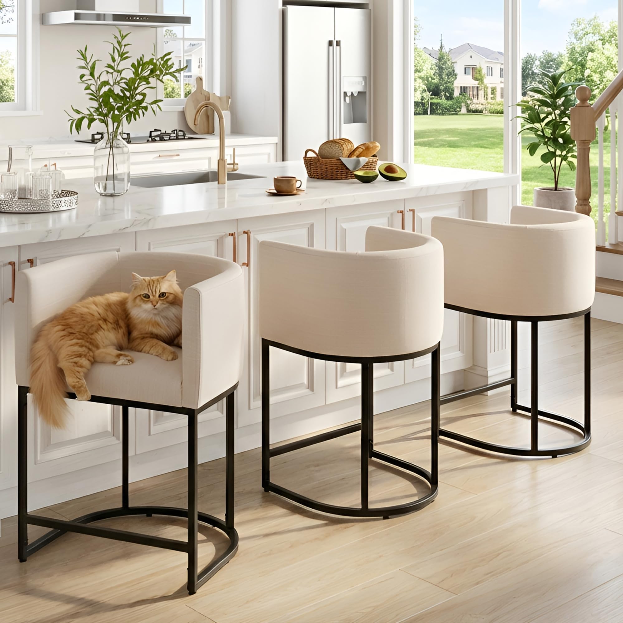 HNY Modern Counter Height Bar Stools Set of 3