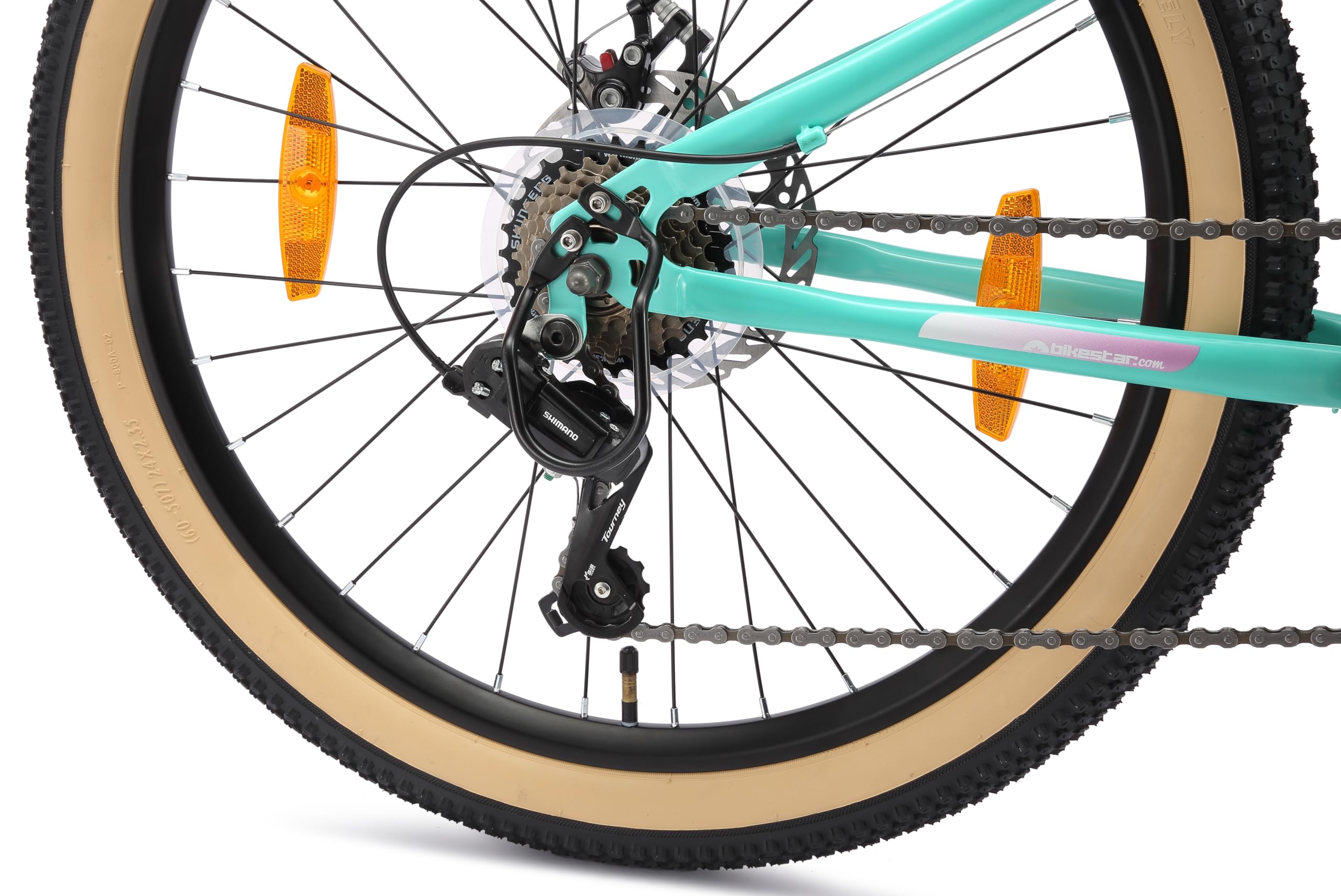 BIKESTAR Kinder Fahrrad Mountainbike 21 Gang Shimano, Scheibenbremse ab 8 Jahre | 24 Zoll Kinderrad MTB | RISIKOFREI TESTEN