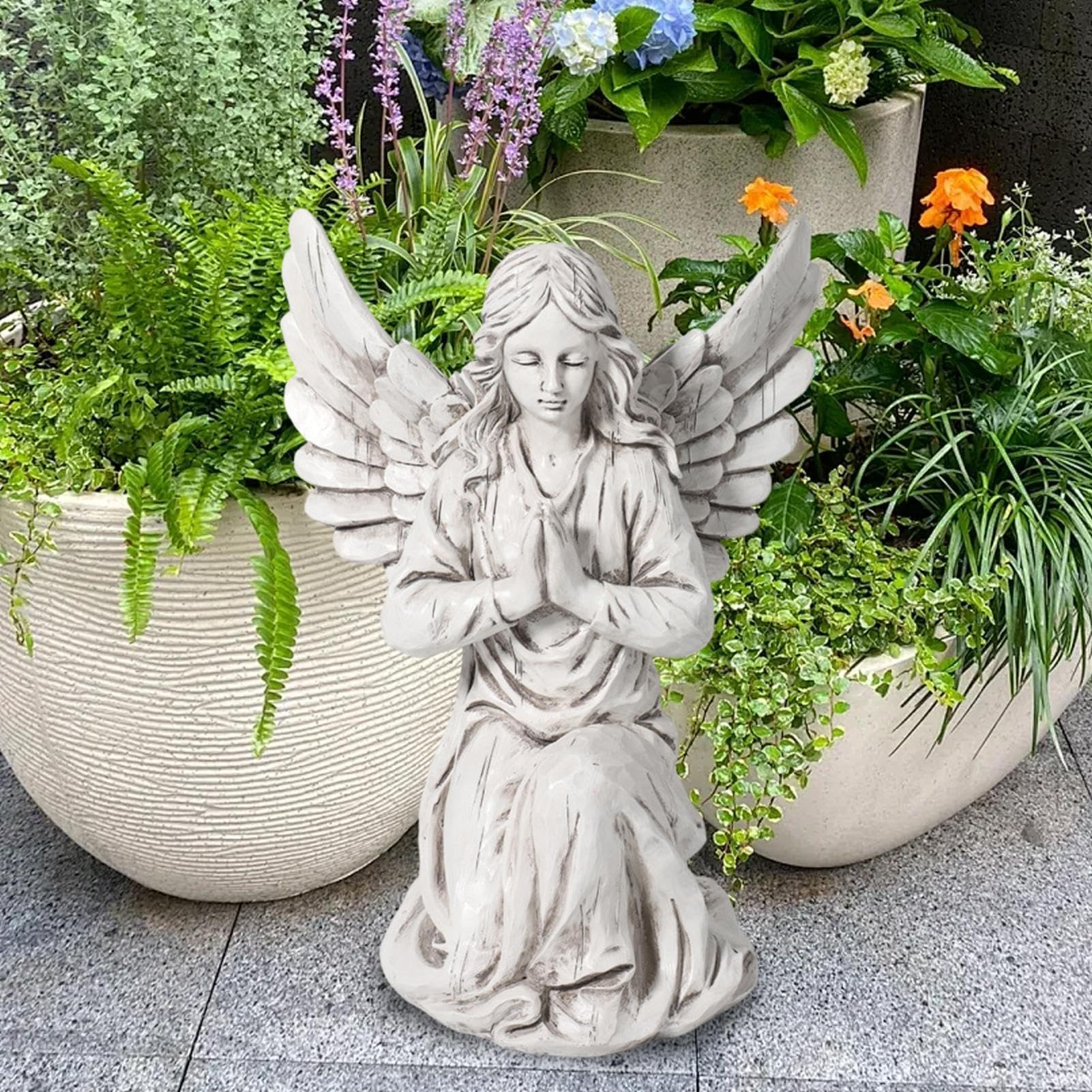 Statua, żywica do trawnika ogrodowego na patio-religijne posągi ogrodowe, statua anioła na zewnątrz, dekoracja północnoeuropejska p