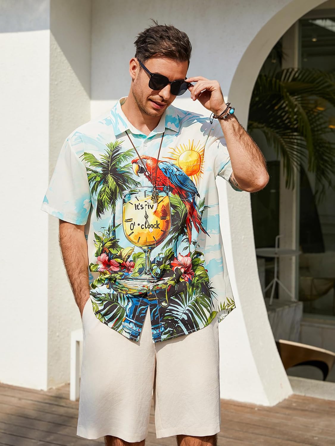 Hardaddy Men's Summer Hawaiian Shirts Funny Performence Printed Button Down Casual Bowling Shirt - Image 3