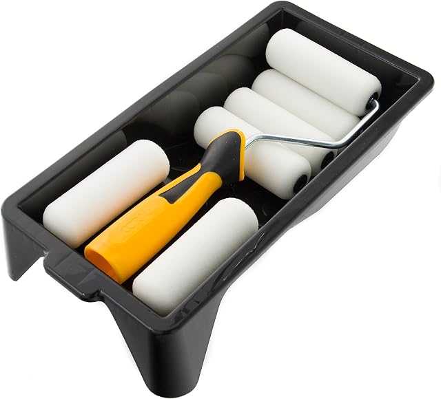 Coral 43401 Easy Coater Paint Mini Roller Kit with High Density Foam Covers for Gloss 4 inch 8 piece pack set , Yellow