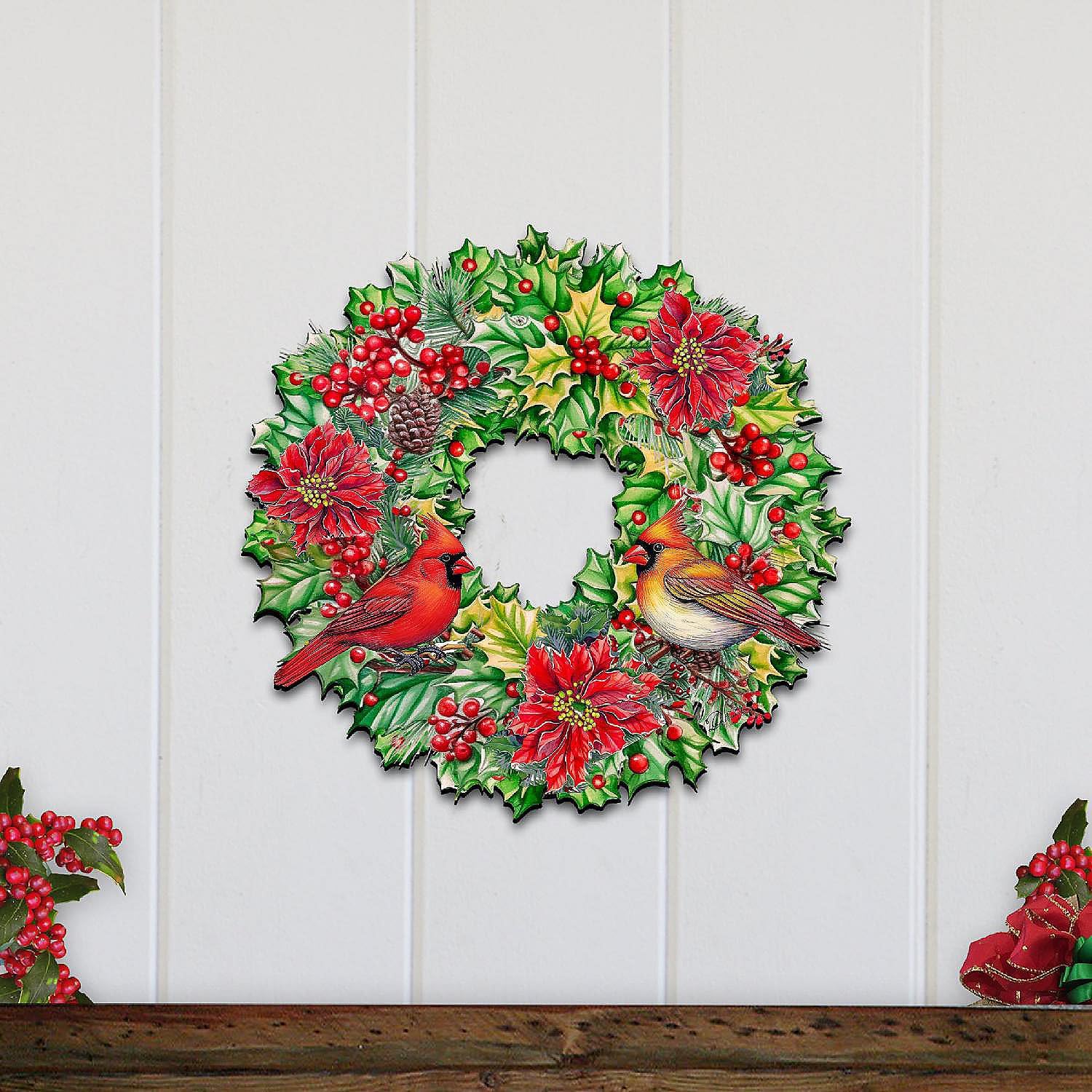 Zenoveraa Garland Wreath Christmas Door Hanger Wooden Door Decor