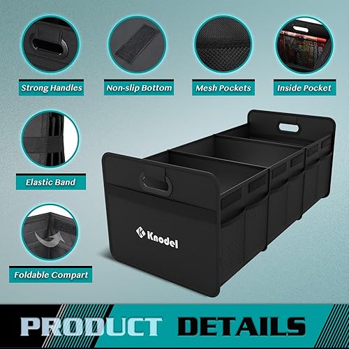 Miniatura 10 de K KNODEL Organizador de maletero de automóvil, organizador plegable para automóvil, consolas y organizadores automotrices, almacenamiento de 3