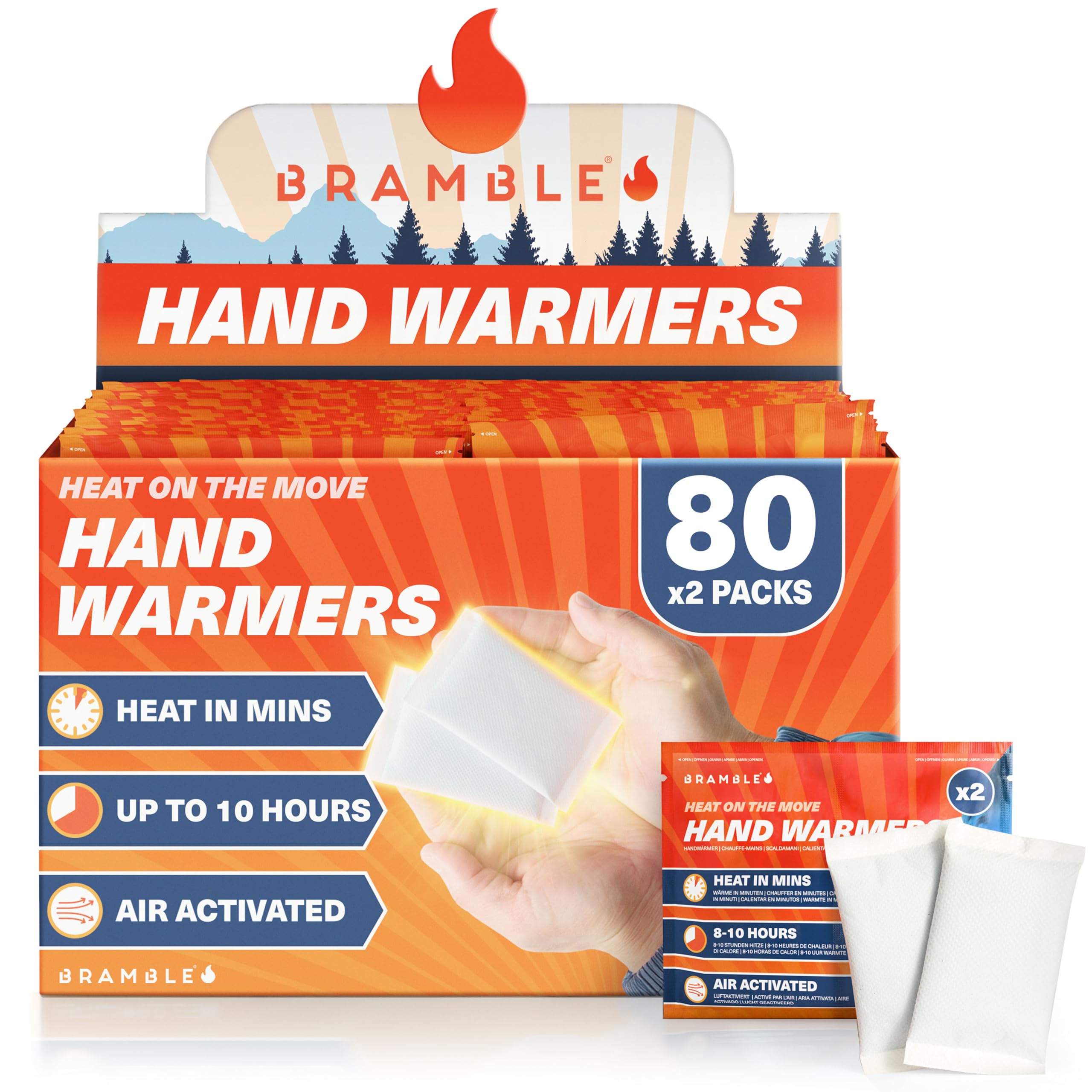 Bramble - Hand Warmers (80 Pairs, 160 Total) - Air Activated Pocket Warmers for Outdoor Activities - Warm in Minutes - Up to 10 Hours Heat โ image 1