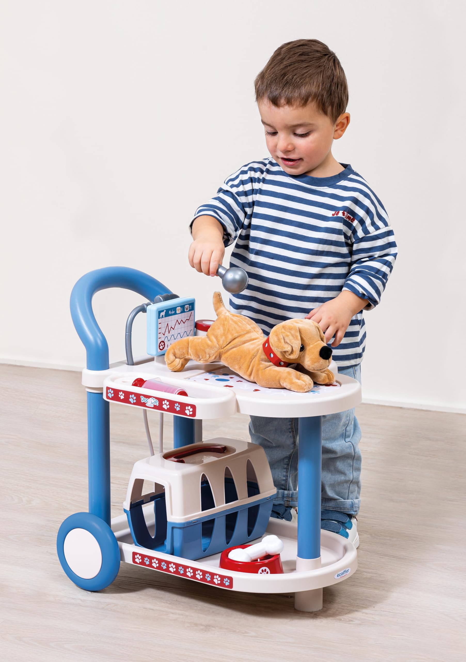 Ecoiffier - Carrello del Veterinario con Accessori, Kit Veterinario Giocattolo per Bambini, Postazione Mobile con Strumenti Medici per Animali, Gioco di Ruolo Educativo dai 18 Mesi, 7900001901