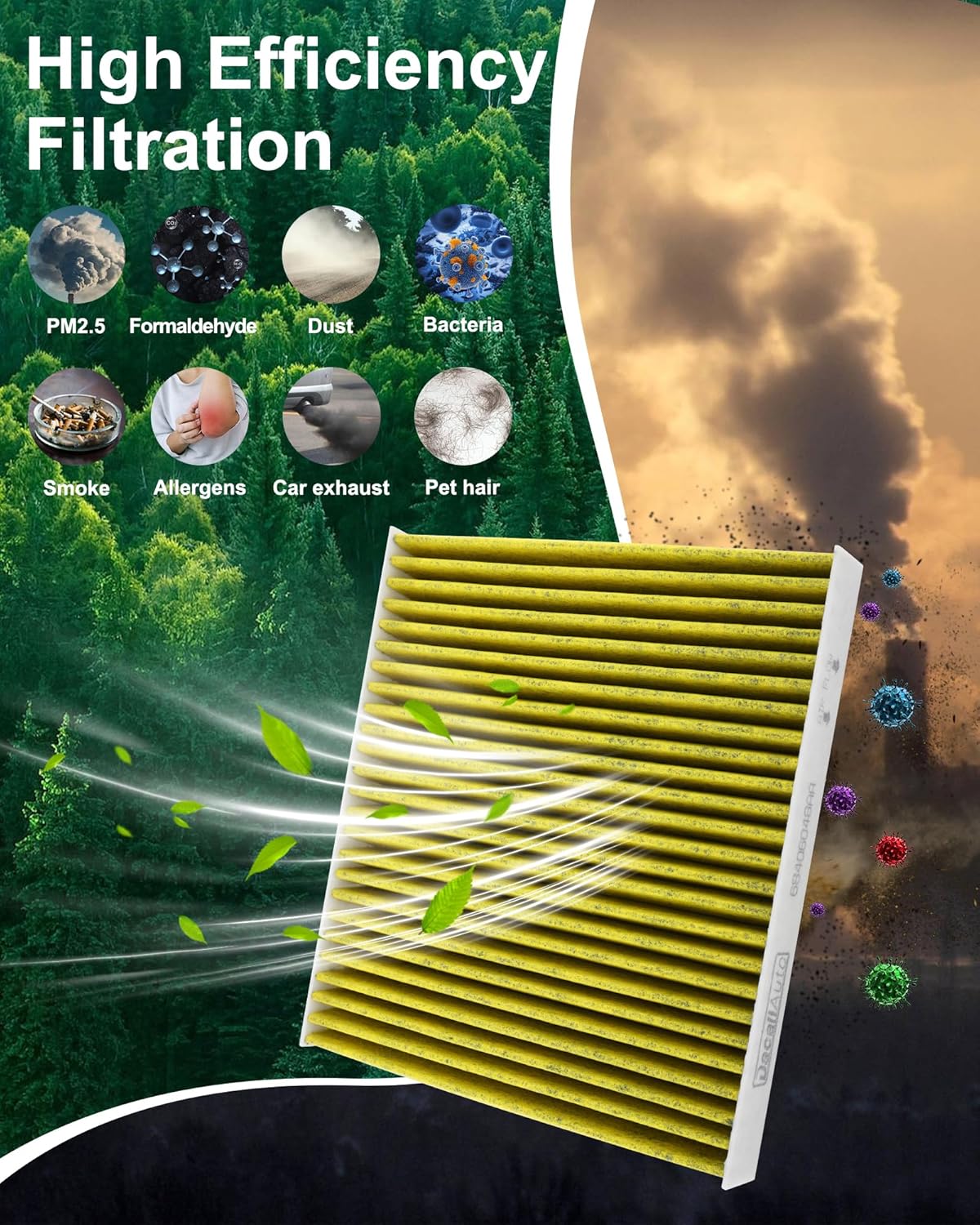 Activated Carbon Cabin & Engine Air Filter Set fit for Ram 6.4/6.7L 2500 3500 4500 5500, Replace Part NO. 53034051AB 68406048AA