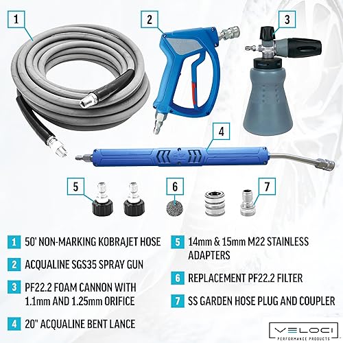 Miniatura 4 de MTM Hydro Acqua Shine Kit de detallado automático PF22.2, cañón de espuma giratorio, pistola rociadora de lavado de autos para lavado de