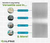 Vista 6 de Alpine - Protector de pared de acero inoxidable para baño, cocina y oficina con adhesivo 3M resistente, fácil de limpiar, resistente al calor y al