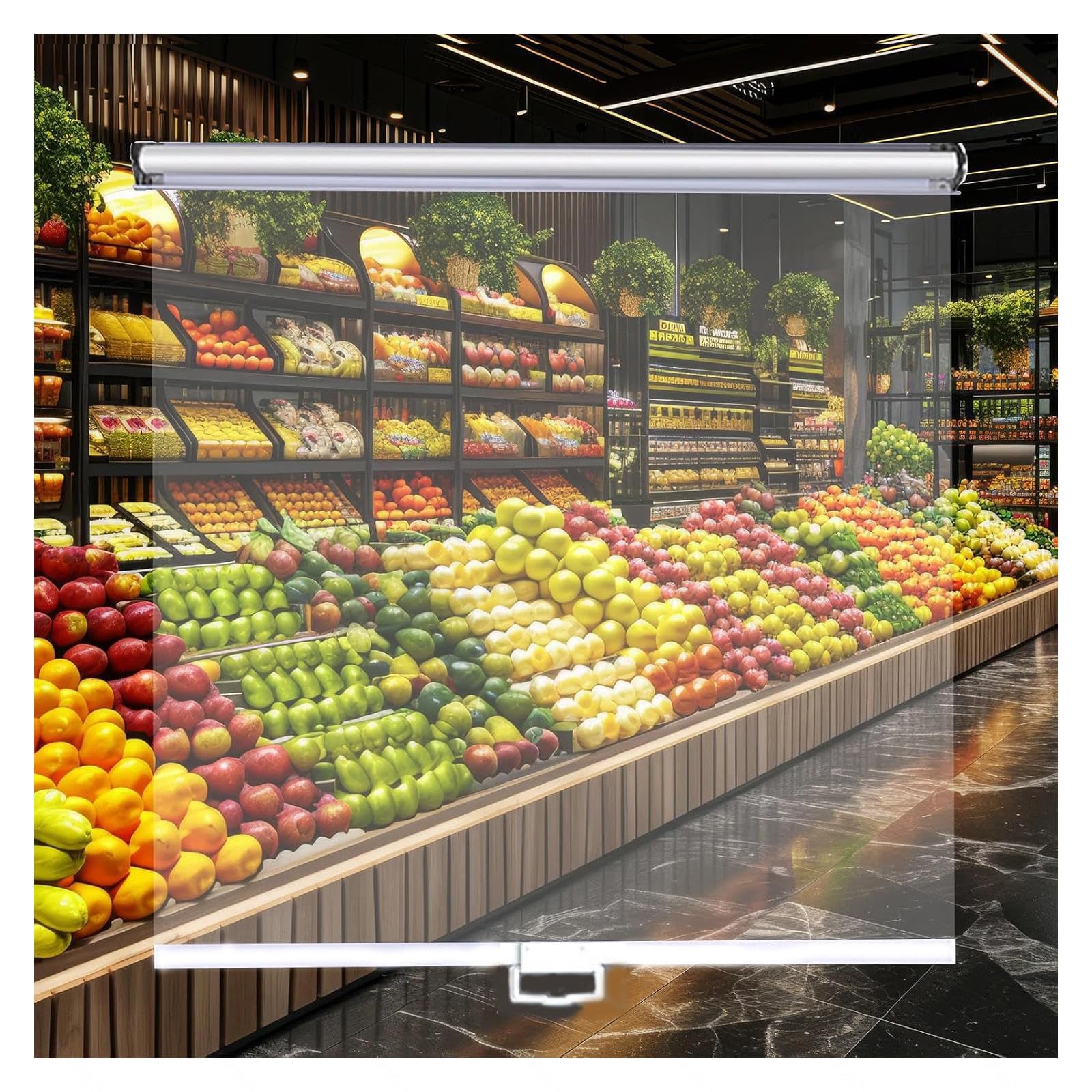 Vsaqlnwz Plastic Roller Blinds Supermarket, Highly Transparent Refrigerator Roller Shade, Easy Use Clear Pvc Roller Blinds For Garden,Balcony,Pergola,Gazebo,Porch,90Cm(35In)*150Cm(59In)