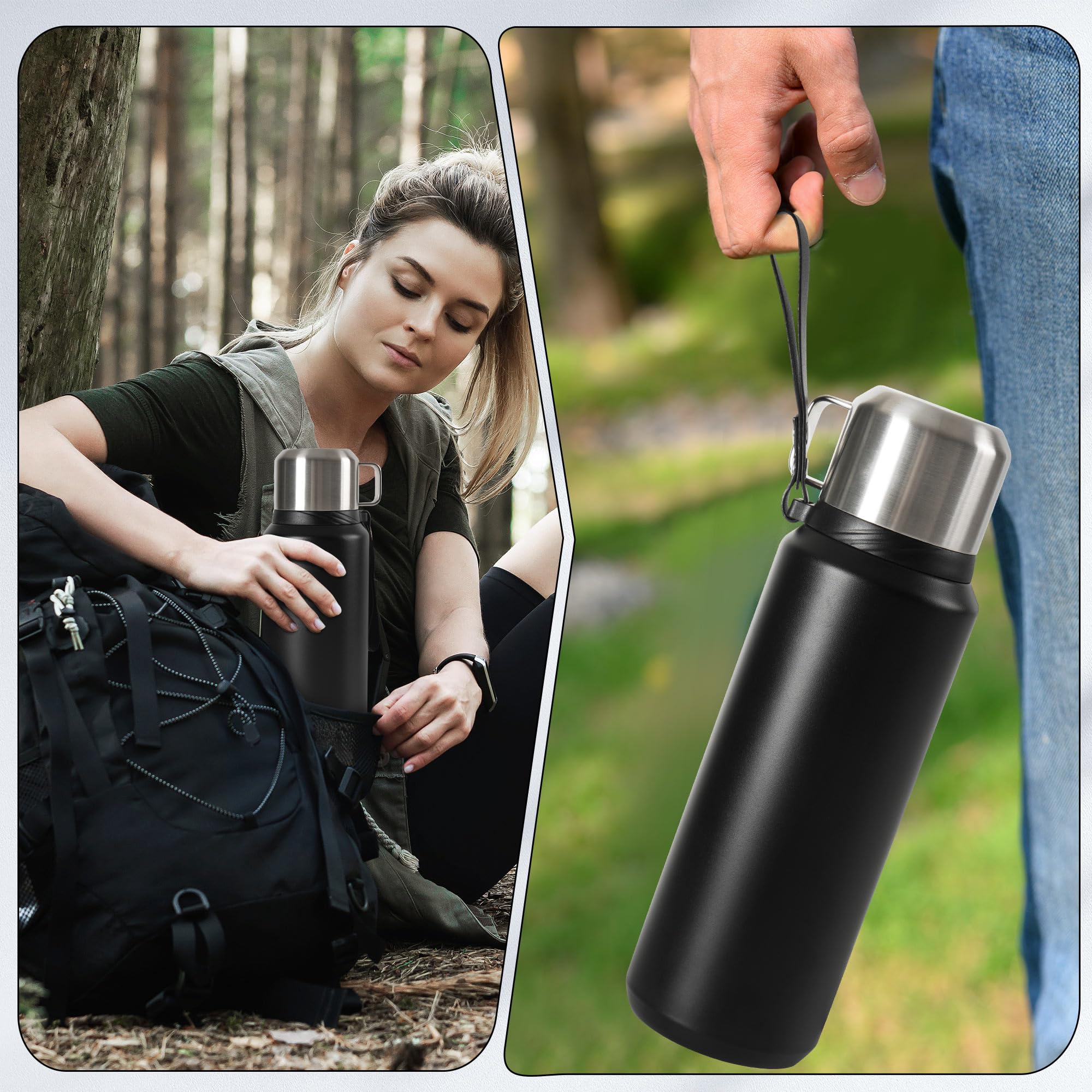 Thermobecher 1L - BPA-Frei Thermoskanne Für Warm&kalt - Aus Laufsichere Isolierflasche 1L Aus Edelstahl Rostfrei - Thermosflasche Mit Becher