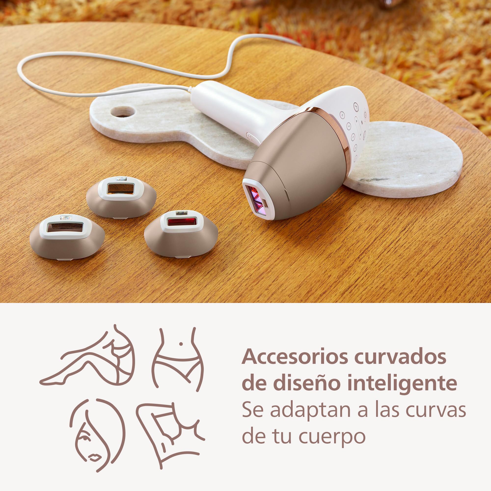 Philips Lumea serie 8000, dispositivo de depilación IPL, alternativa de depilación láser, tecnología SenseIQ, 4 accesorios para el cuerpo, la cara, la zona del bikini y las axilas, modelo BRI948/00