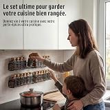 Deco haus® Etagere a Epices Murale Sans Percer avec 24 Pot à Épices en Verre - Porte-épices Murale 4 Pièces - Étagère de Rangement de Cuisine pour Épices - etagere epices cuisine murale - 3