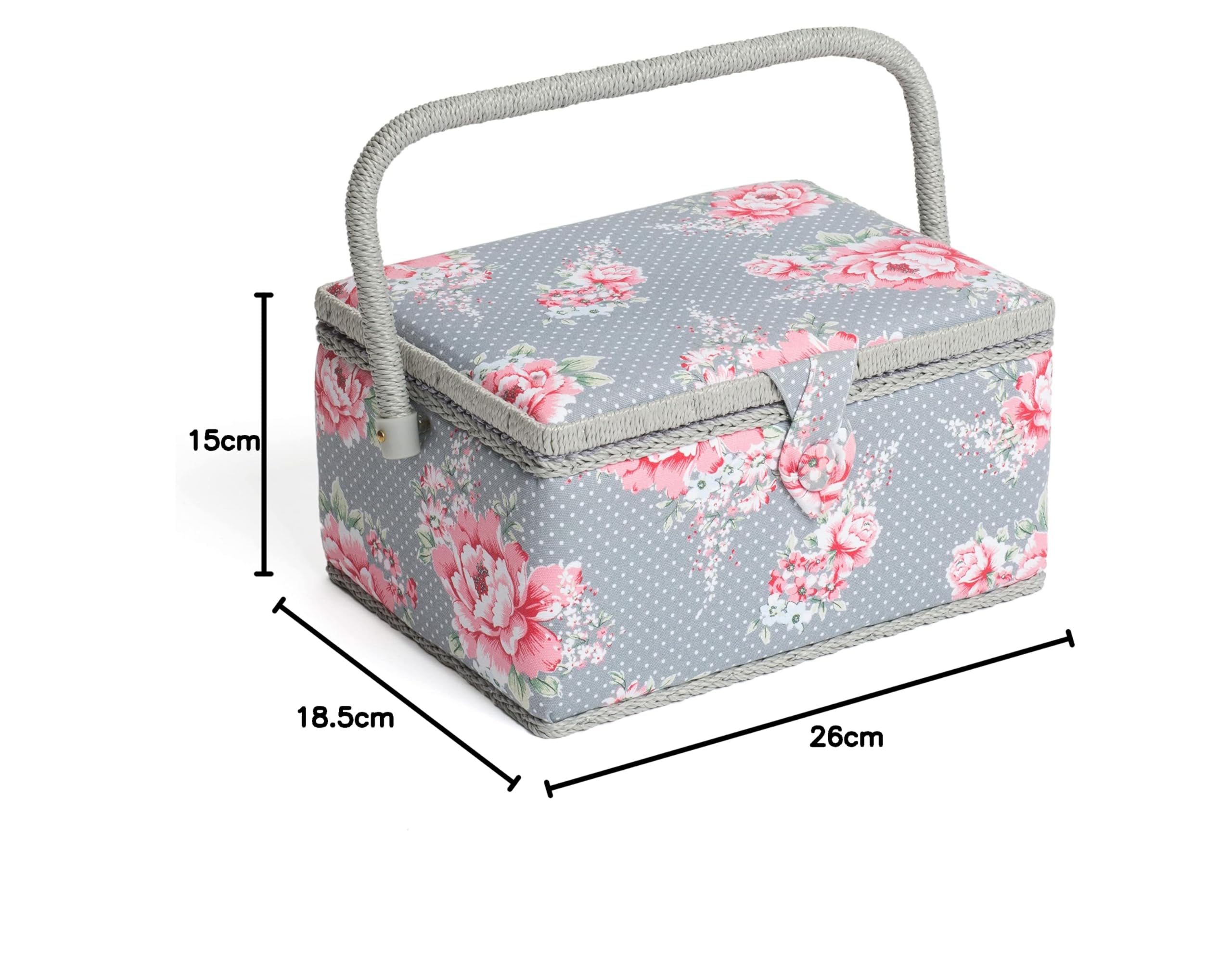 Ancienne Boîte à Couture En Tissu Vintage - Motif Fleurs Shabby - Occasion - Fabriquée En France