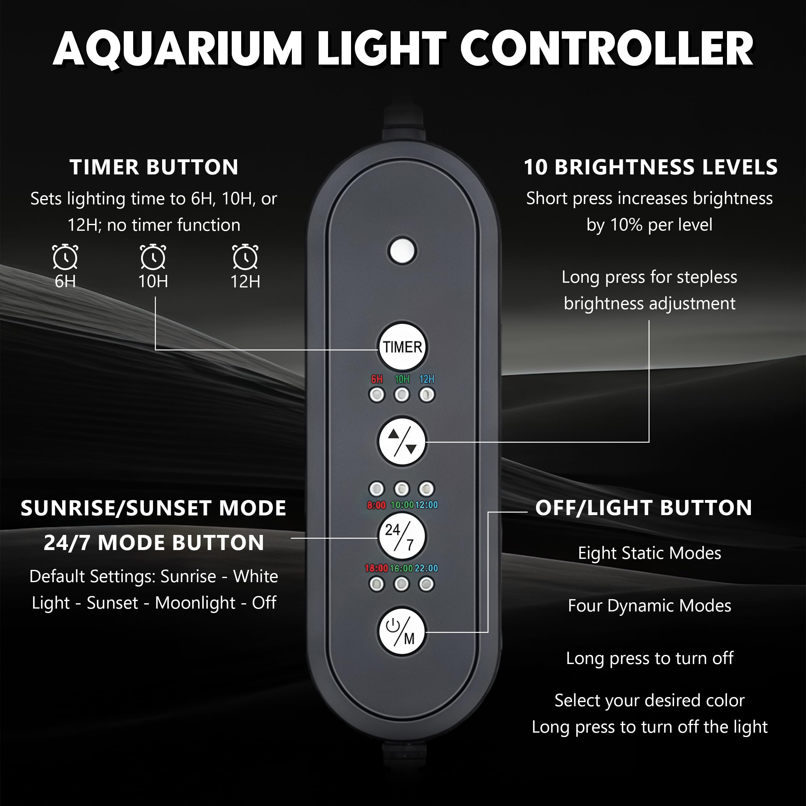 2 luces LED de 18 W para acuario, 88 luces para acuario, iluminación 24/7 y luz LED para peces, con 8 colores y 10 niveles de brillo ajustables para acuarios, plantas acuáticas y peces