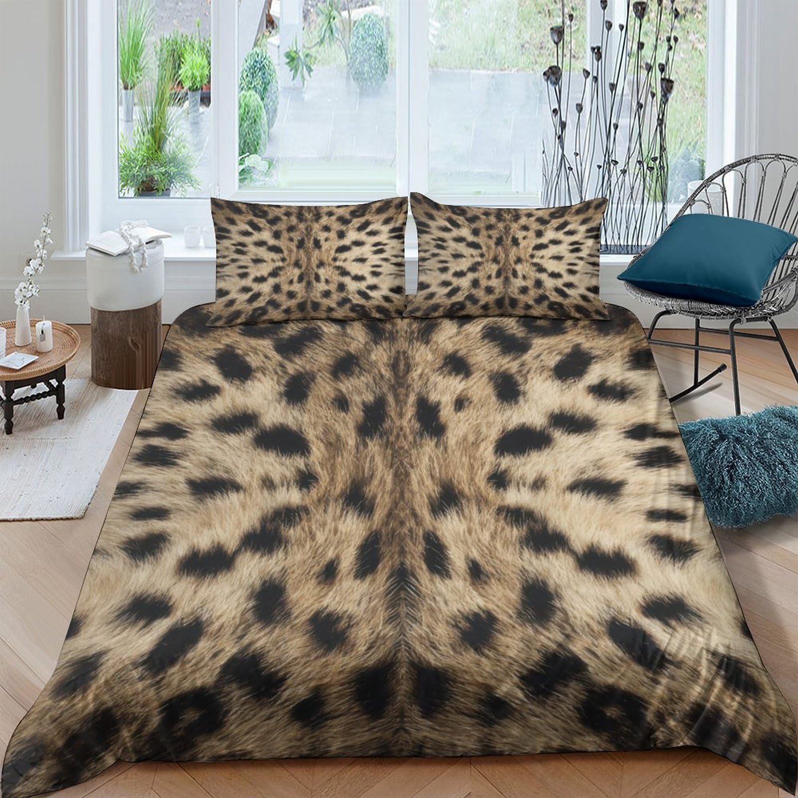 Ctjqhvkz Style-3 3D Printed Leopard Fur Pattern Fitted Sheet Microfiber Soft Animal Skin Bed Cover Machine Washable Decor For Bedroom Single（135X200cm）