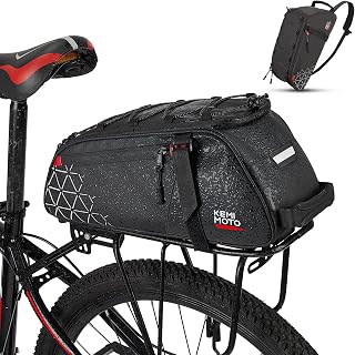 KEMIMOTO Bike Bag Rear Rack Bag Bicycle Trunk Bag, PVC Waterproof Bicycle Pannier Bike Saddle Bag for Universal Road Mountain Bike, 8L Bag for Grocery Shopping Commuter Cycling, Black