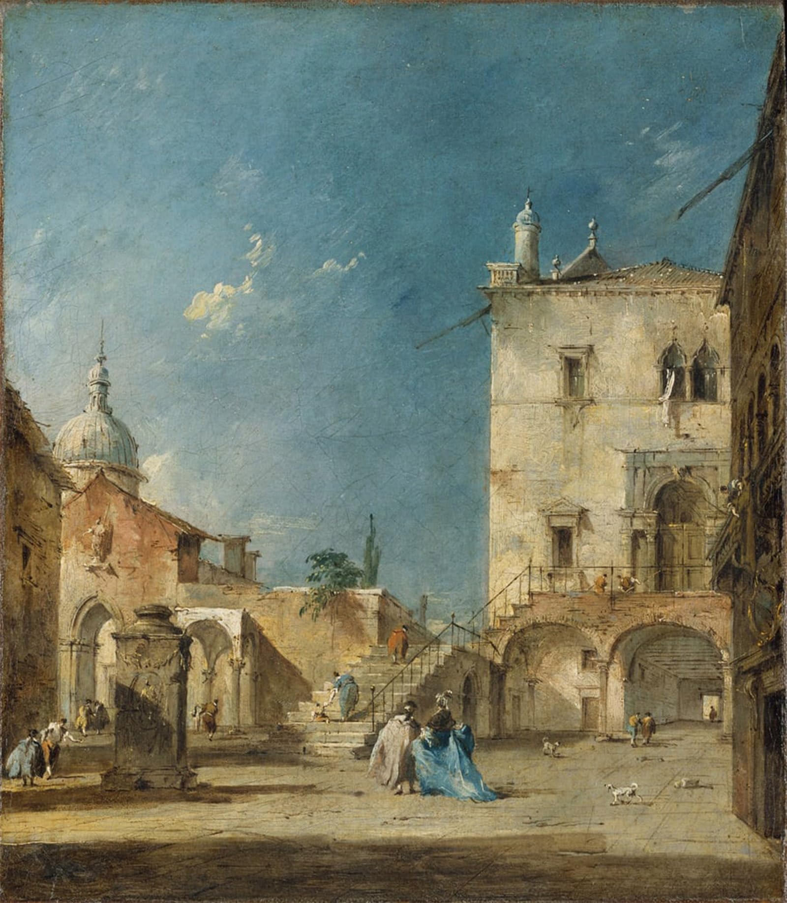 ARTXLXXBN Famous Painting Canvas Artwork Graffiti Print Imaginary View of a Venetian Square or Campo by Francesco Guardi Portrait Canvas Image for Home Decor 60x90cm