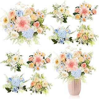 8 Bundles Pink Blue Artificial Flowers