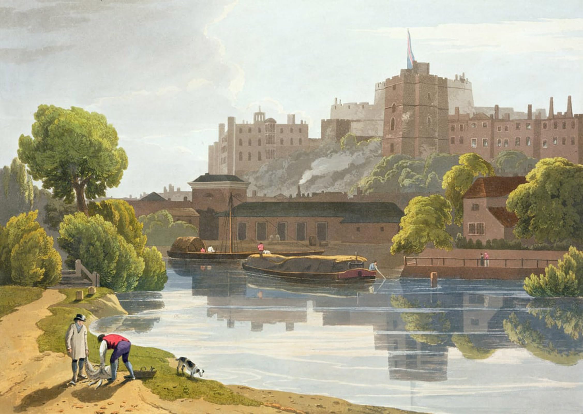 ARTXLXXBN Famous Prints Artwork Pictures Poster Painting Art Windsor Castle From a Compilation of Views of Windsor Eton and Virginia Water by William Daniell for Home Decor 60x90cm