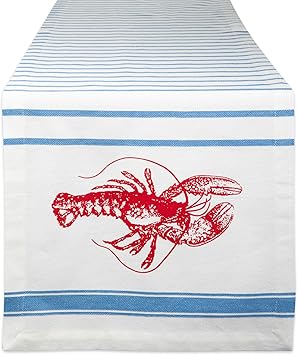 DII Table Top Decor Collection Spring & Summer Table Runner, 14x72, Lobster Stripe Print