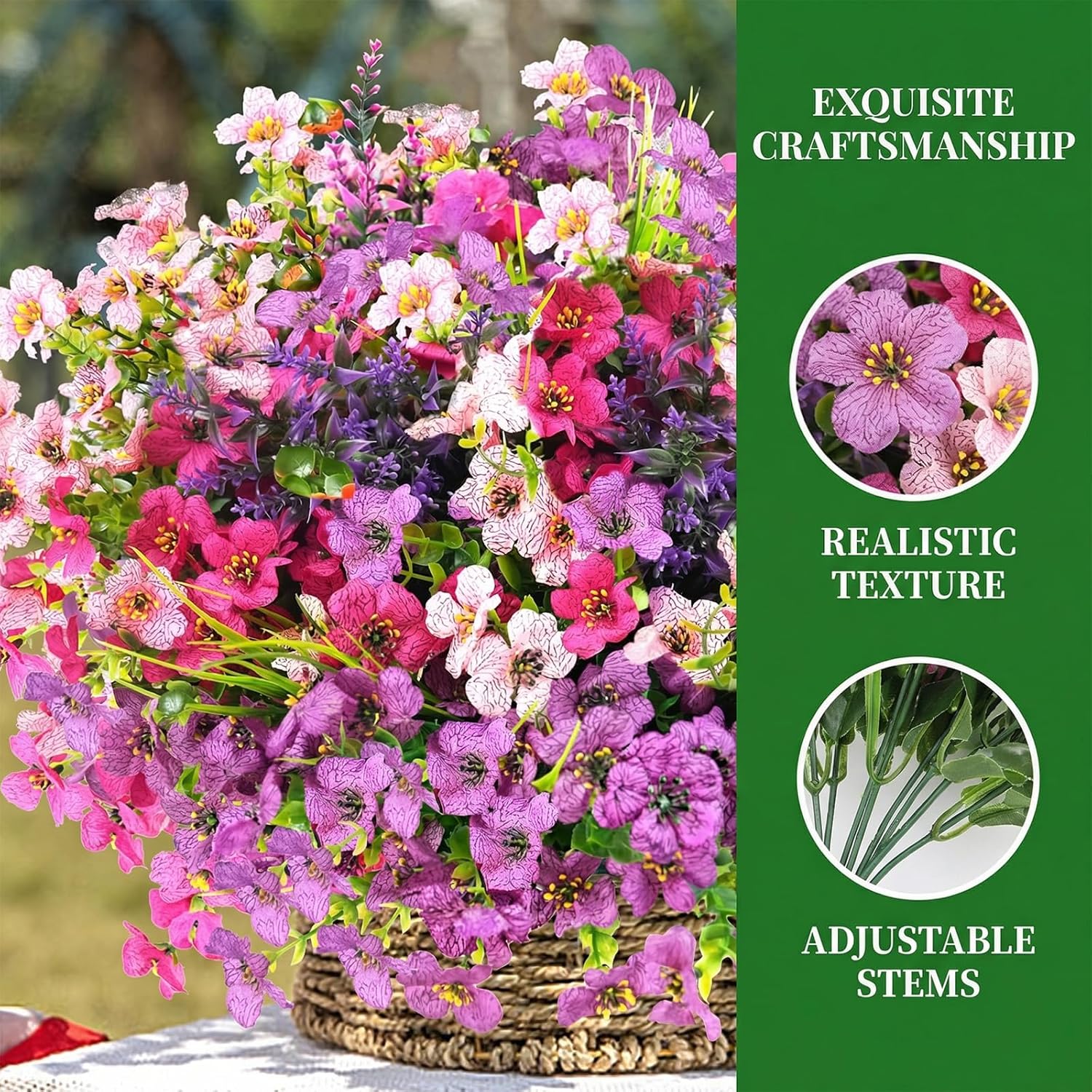 Artificial Flowers for Outdoor, UV Resistant Realistic Fake Flowers and Faux Plants for Indoor Outdoor, Garden Patio Porch Window Box Decor All Year (20pcs - Mixed Color)