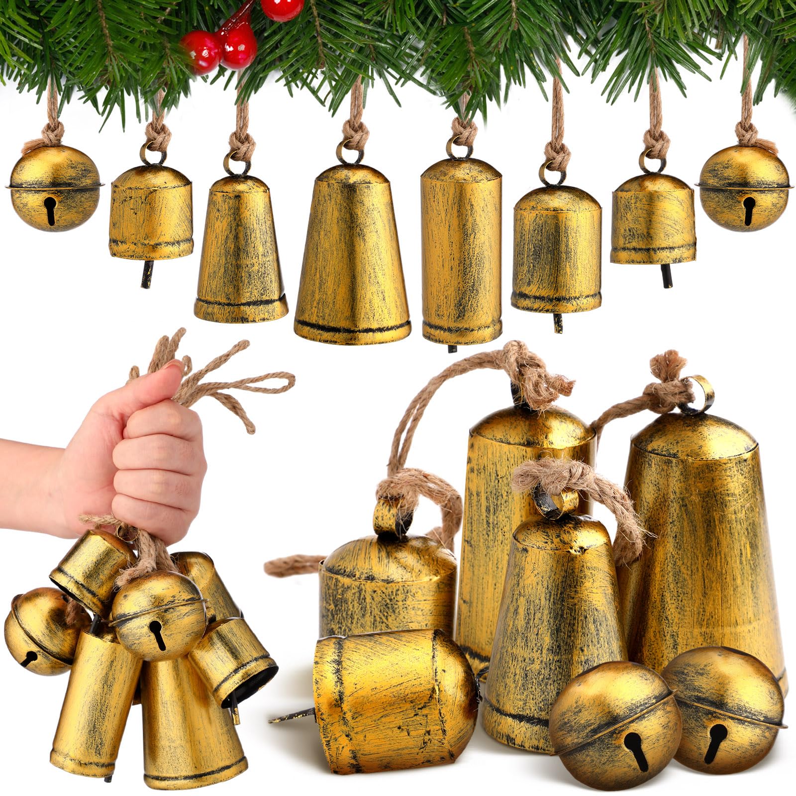 Amazon.com: Fiada 8 Pcs Christmas Harmony Cow Bells Set Gold